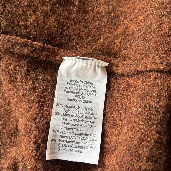 Madewell Ryder Cardigan Chestnut Brown Merino Alpaca Blend Open Front Pockets - Picture 4 of 5